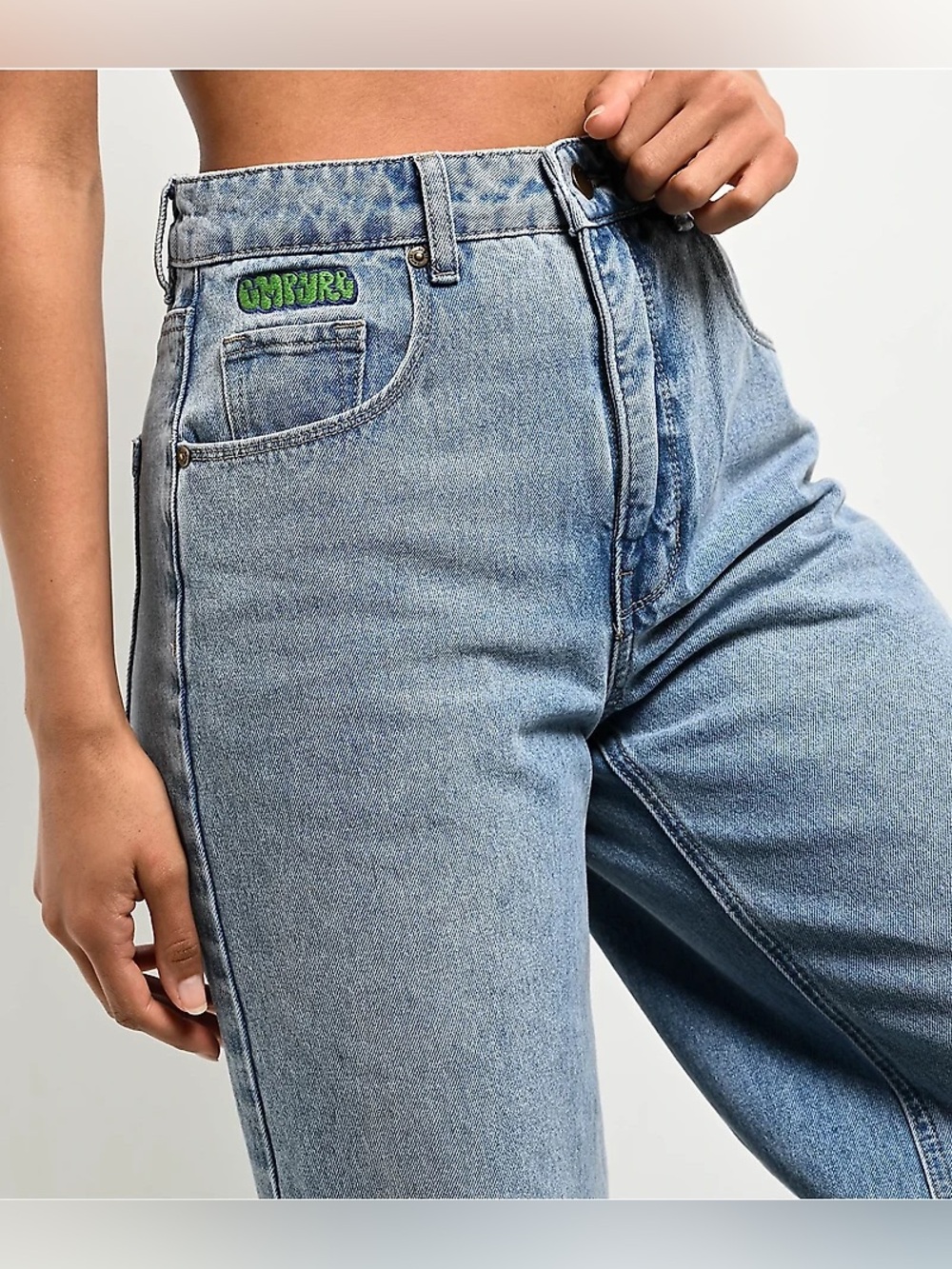 Empyre Tori Billie Light Blue Acid Wash Carpenter Skate Jeans High-Rise Women's